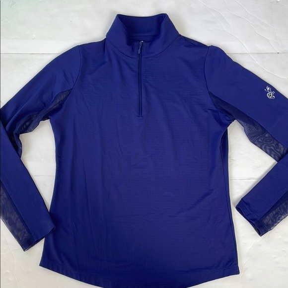 IBKÜL 1/4 Zip Pullover Athletic Quick Dry Top Mesh Sleeves UPF 50 in Blue XS - Picture 11 of 17